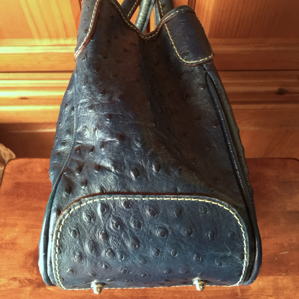 Dooney & Bourke Navy Ostrich Satchel - Picture 6 of 9